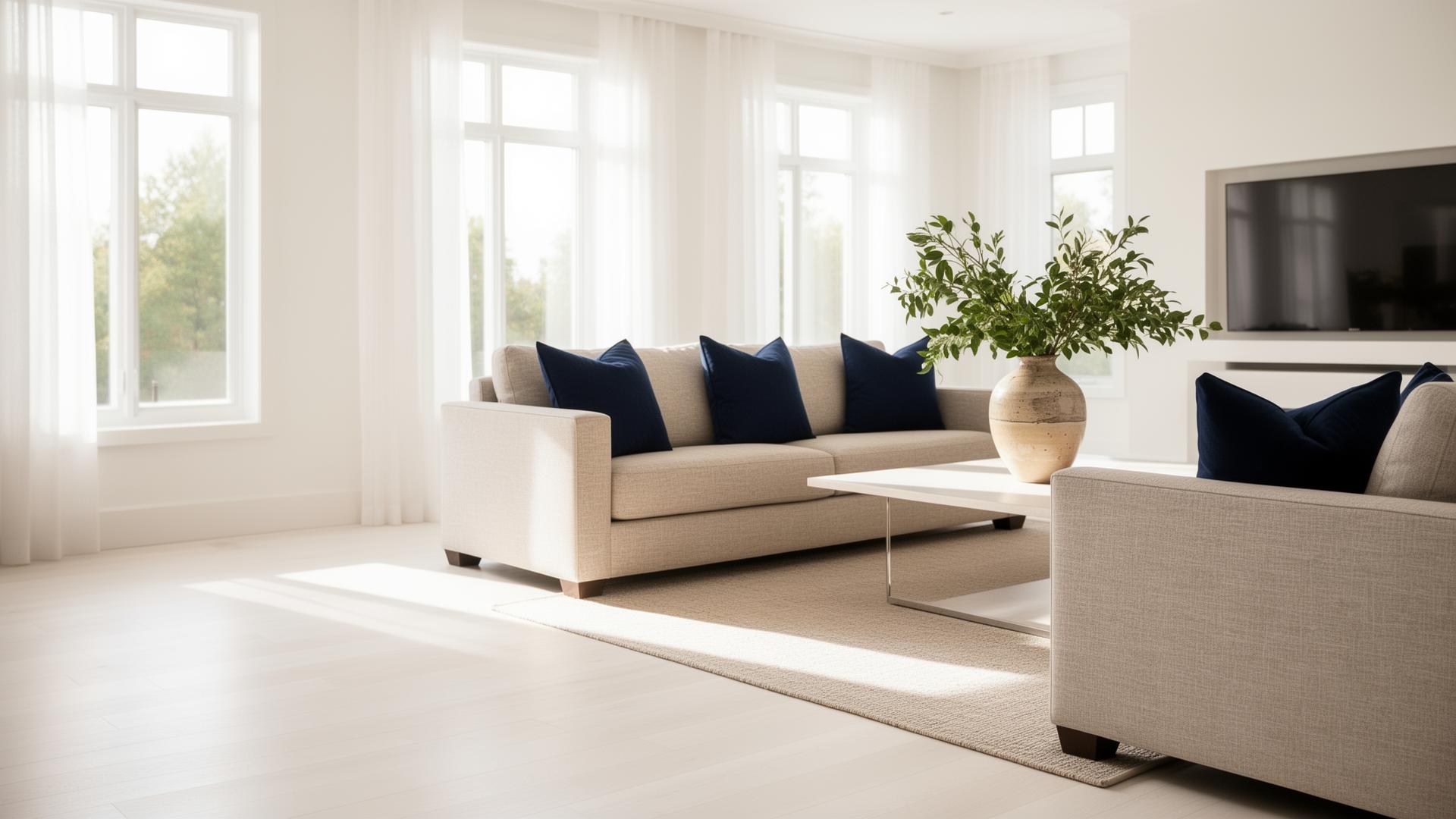 A bright, clean living room with natural light